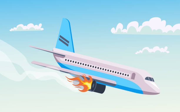 Airplane aircraft aeroplane crash accident concept. Vector design graphic